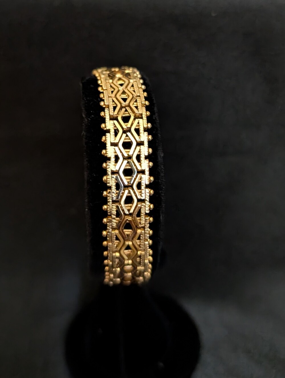 Estate 14kt Stamped Gold Plated Geometric Pattern Bracelet